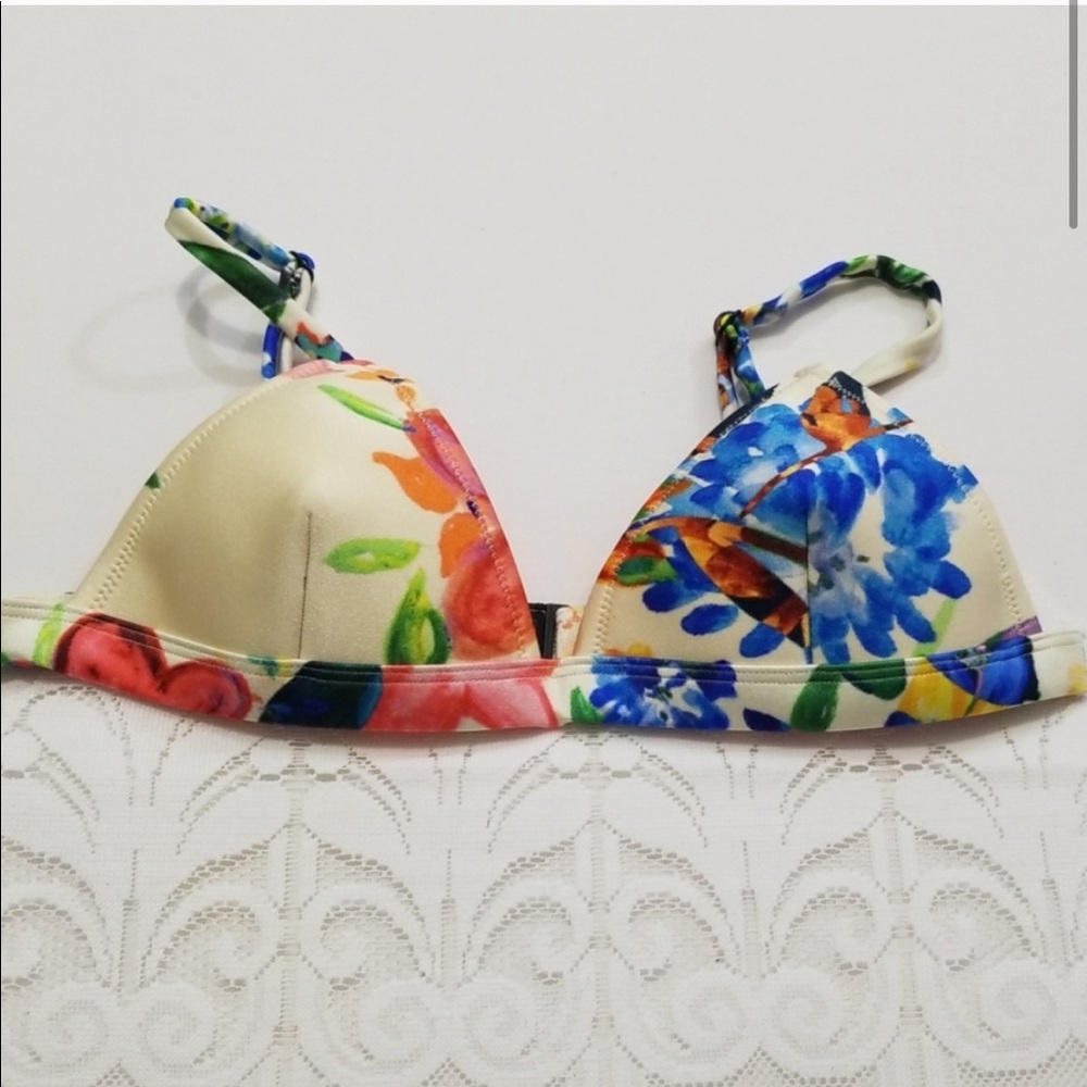 Triangl Cream Floral Bikini Top